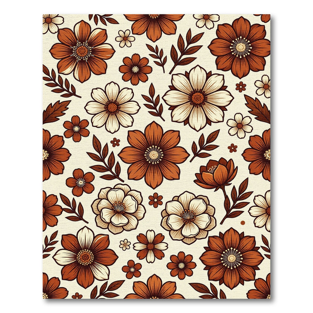 Mid-Century Autumn Floral Copper Meadow Rug