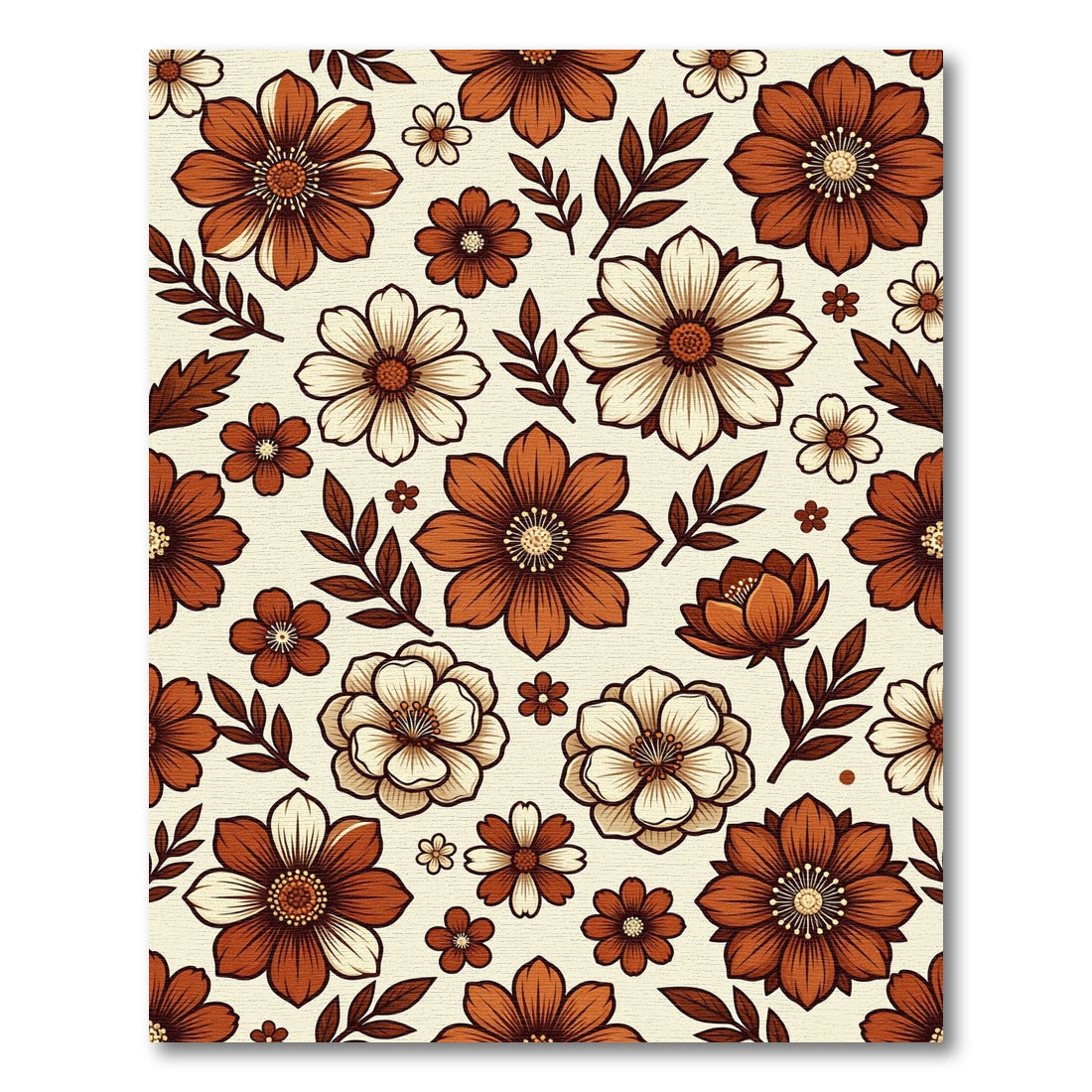 Mid-Century Autumn Floral Copper Meadow Rug