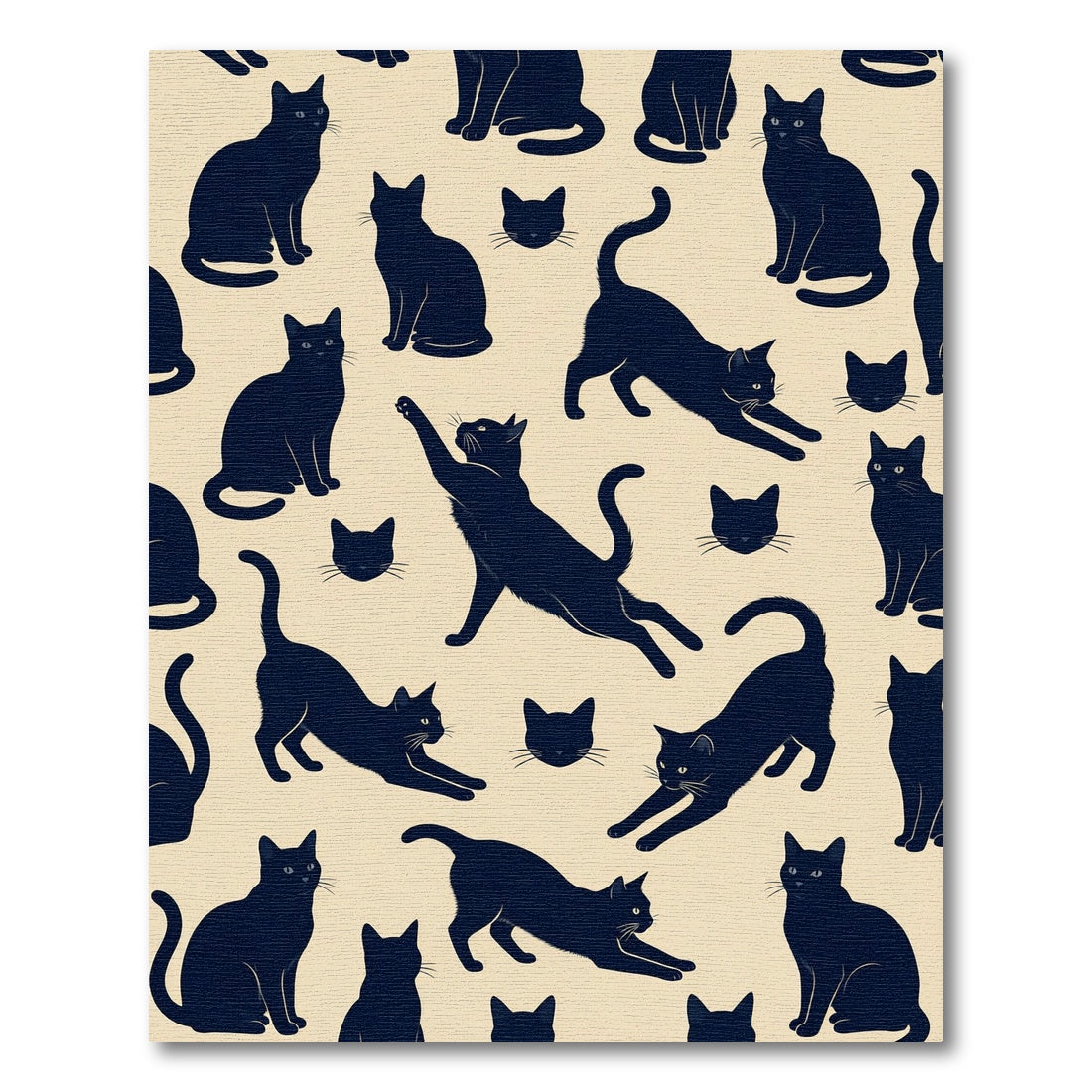 Whimsical Midnight Black Cat Illustration Rug