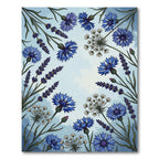 Botanical Blue Cornflower And Lavender Meadow Rug