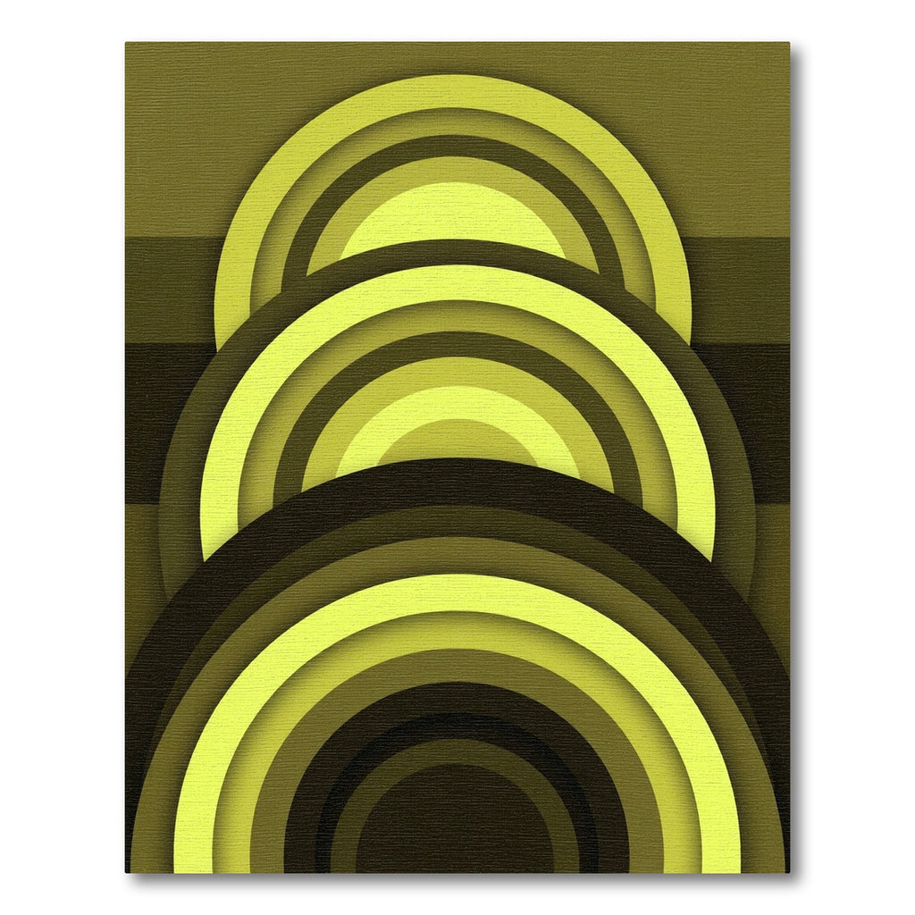 Modern Concentric Chartreuse Olive Arch Rug