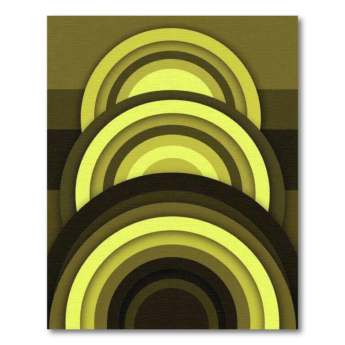 Modern Concentric Chartreuse Olive Arch Rug