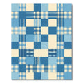 Blue Geometric Plaid Checkered Block Rug
