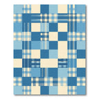Blue Geometric Plaid Checkered Block Rug