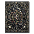 Antique Sepia Floral Medallion Arrangement Rug