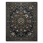 Antique Sepia Floral Medallion Arrangement Rug
