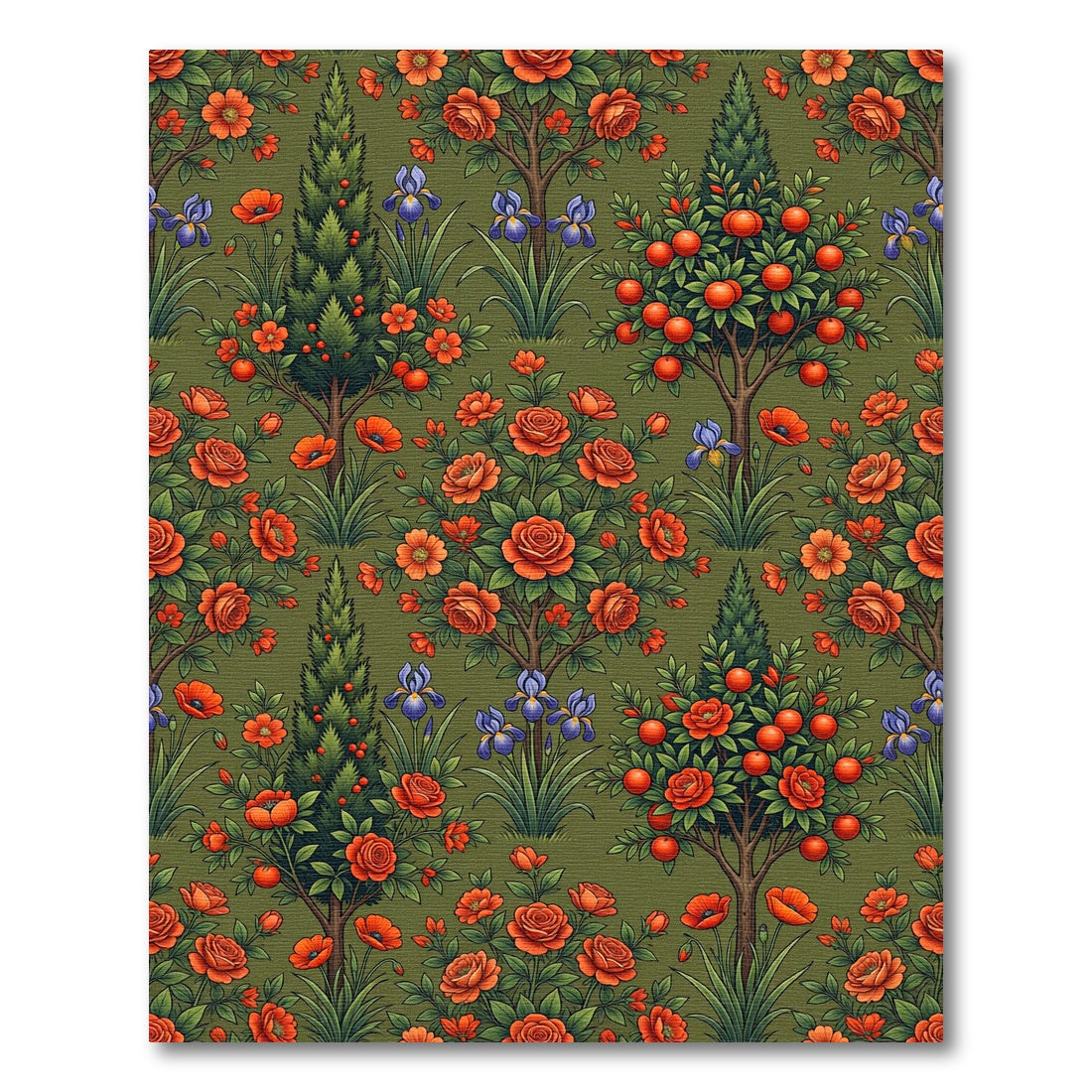 Orange Rose Cypress Garden Tapestry Rug
