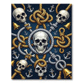 Nautical Skull and Golden Rope Medallion Rug