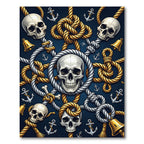 Nautical Skull and Golden Rope Medallion Rug