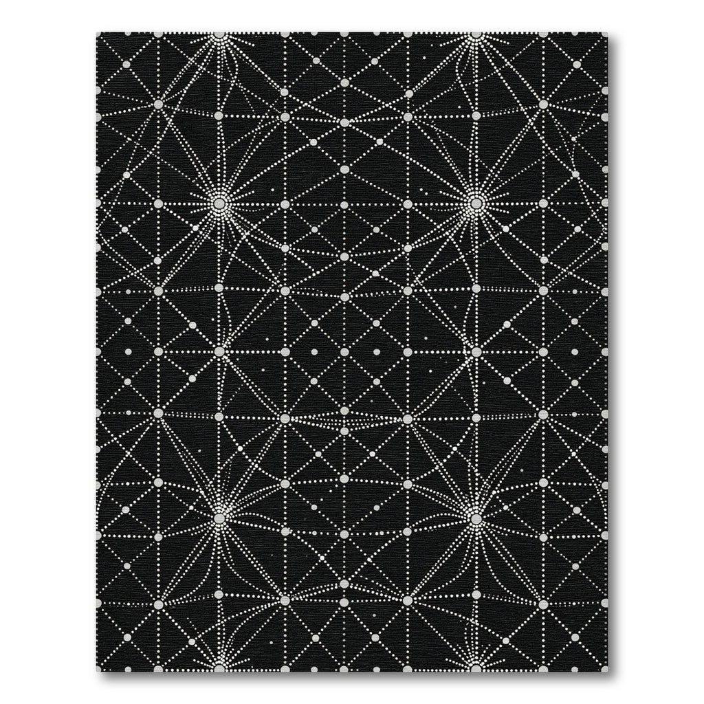 Dotted Black Celestial Starburst Pattern Rug