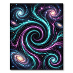 Vibrant Neon Spiral Nebula Galaxy Rug