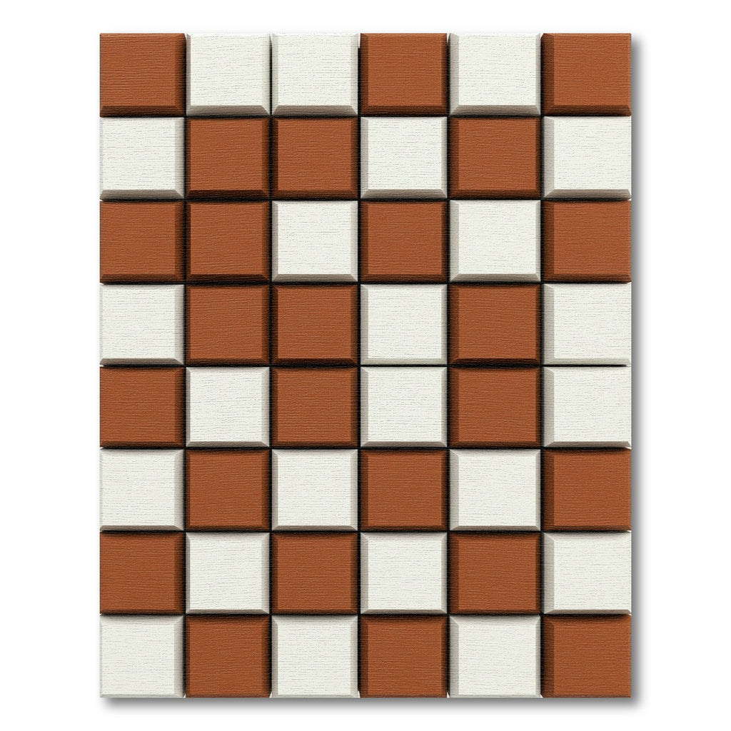 Terracotta White Checkerboard Grid Rug