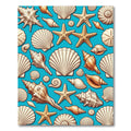 Coastal Seashell Starfish Cyan Background Rug