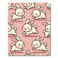 Cute Pink Bunny Rabbit Illustration Rug
