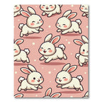 Cute Pink Bunny Rabbit Illustration Rug