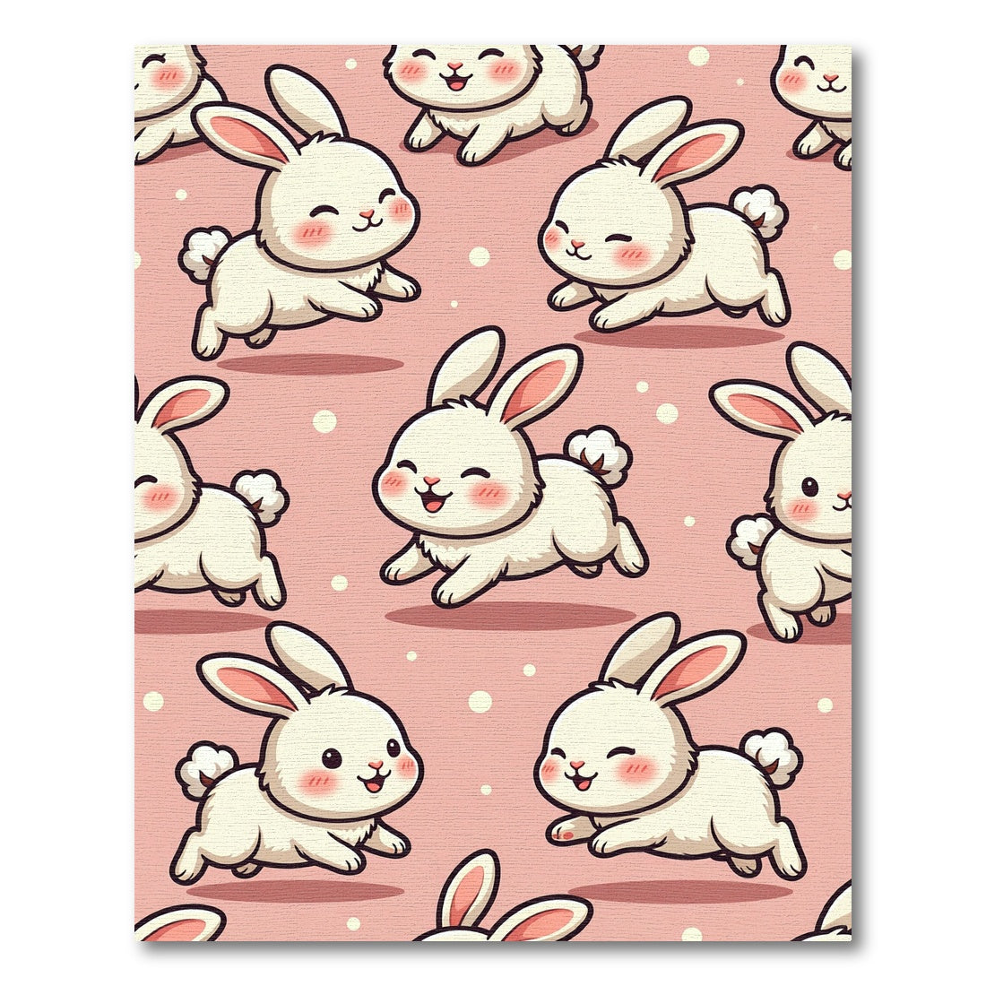 Cute Pink Bunny Rabbit Illustration Rug