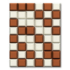 Brown White Checkerboard Geometric Tile Rug