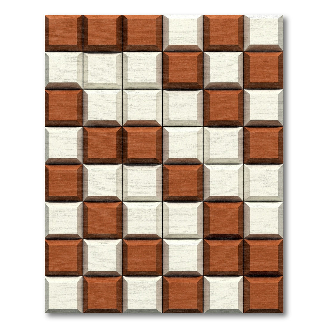 Brown White Checkerboard Geometric Tile Rug