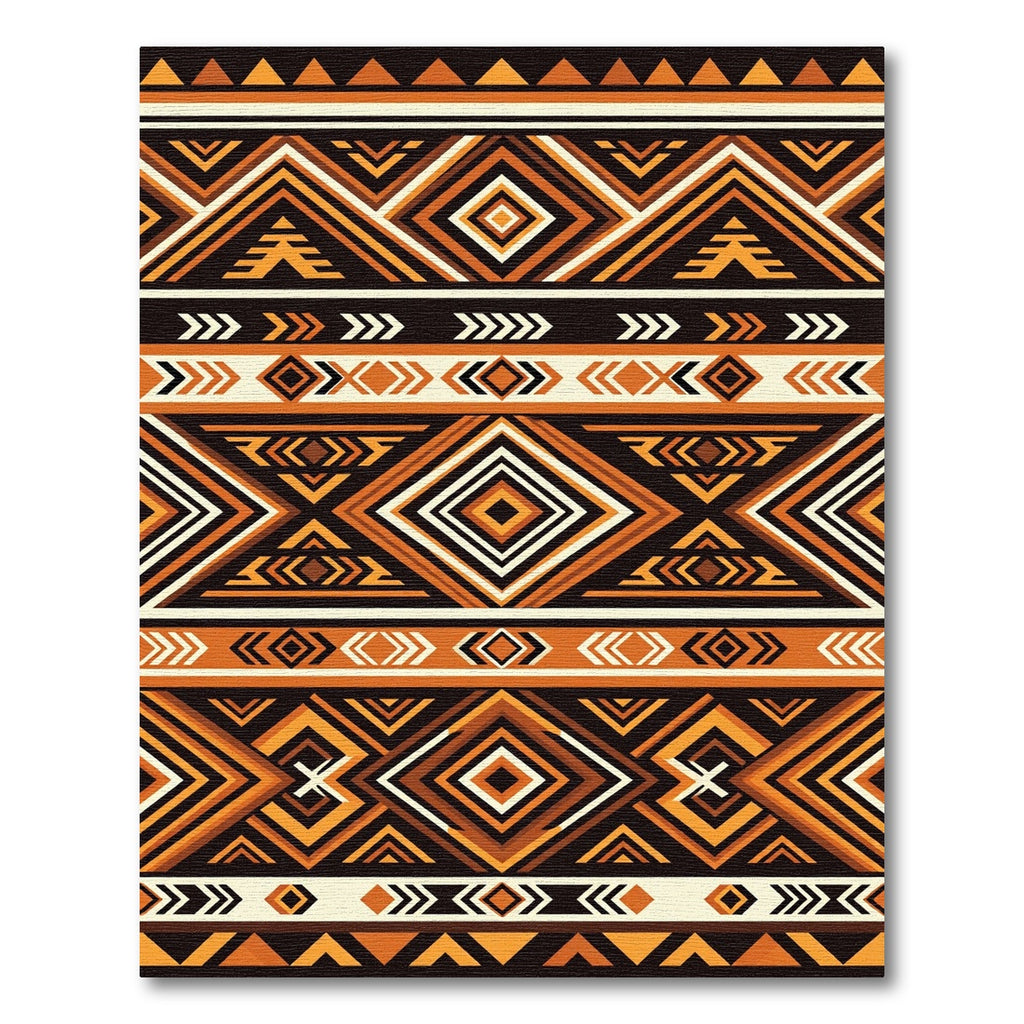 Tribal Orange Diamond Geometric Stripe Rug