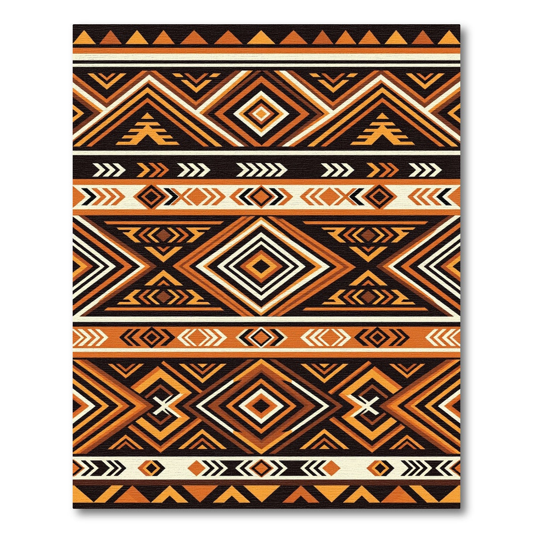 Tribal Orange Diamond Geometric Stripe Rug