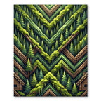 Deep Forest Woodland Geometric Chevron Rug
