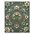 Vintage Teal Floral Medallion Rug