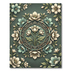 Vintage Teal Floral Medallion Rug