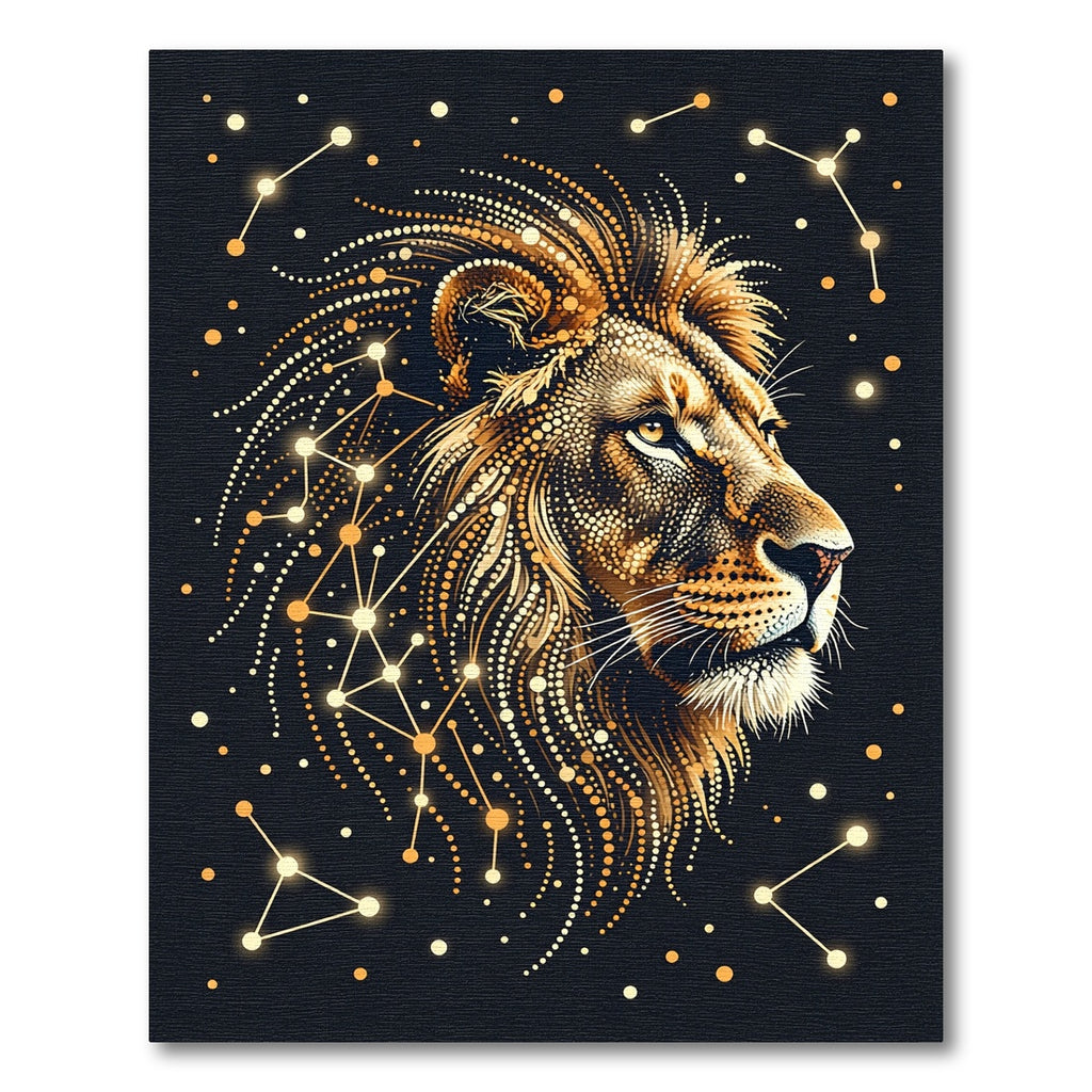 Golden Celestial Lion Constellation Art Rug