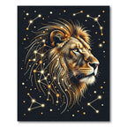 Golden Celestial Lion Constellation Art Rug