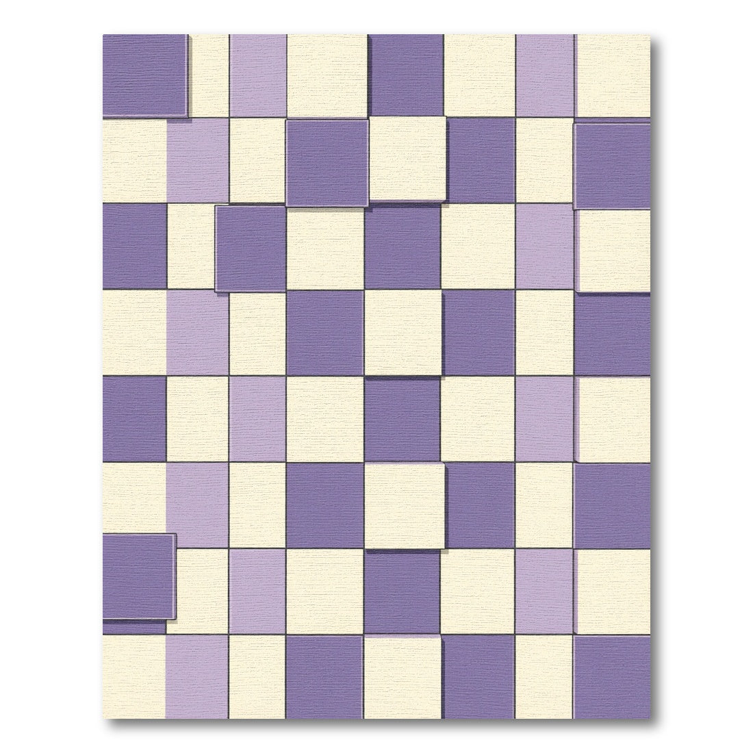 Lavender Cream Checked Illusion Rug