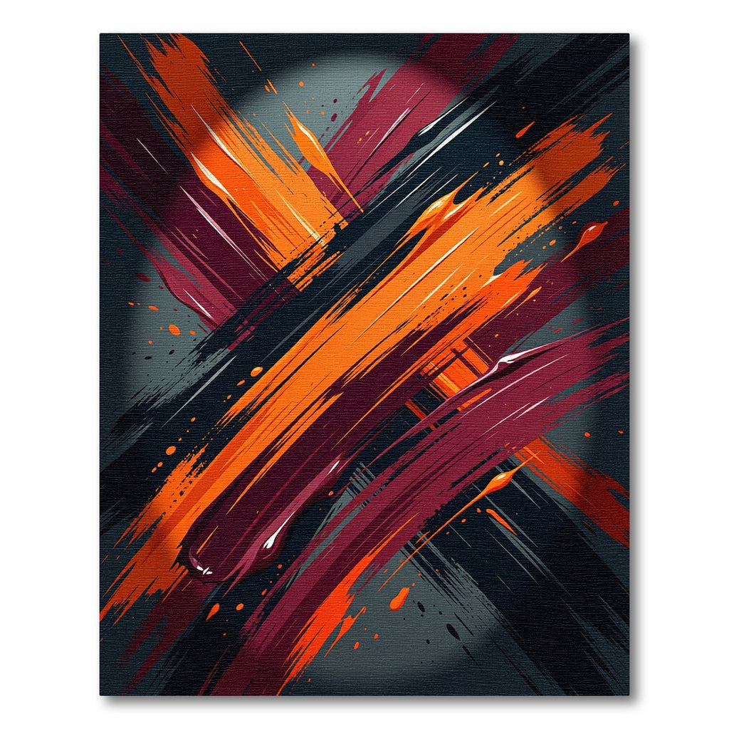 Bold Crimson Orange Abstract Strokes Rug