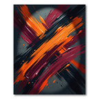 Bold Crimson Orange Abstract Strokes Rug