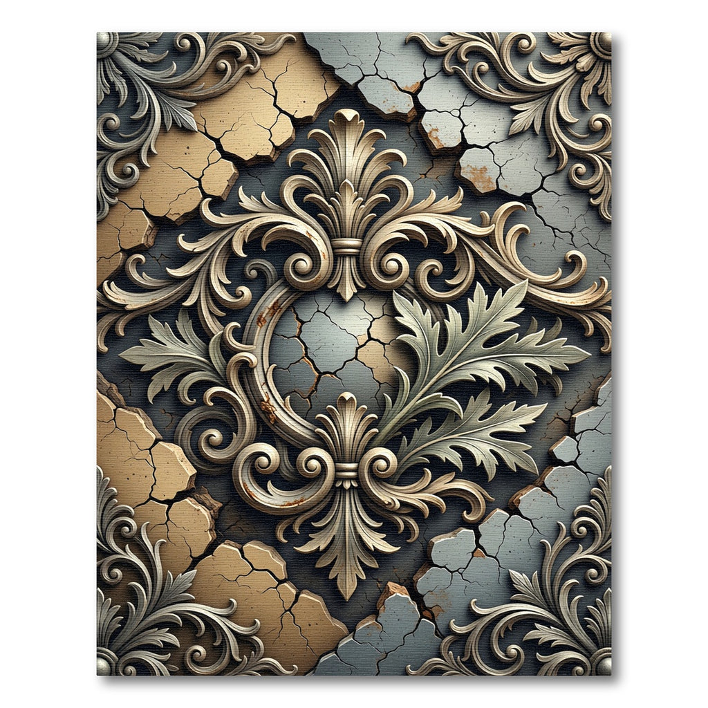 Antique Crannied Scroll Filigree Medallion Rug
