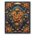 Golden Floral Medallion Ribbon Rug
