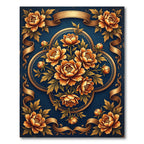 Golden Floral Medallion Ribbon Rug