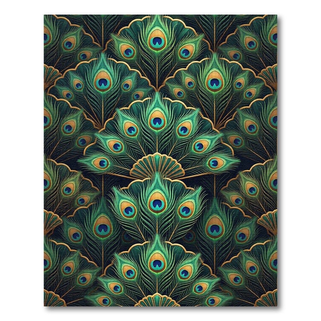 Emerald Green Peacock Feather Fan Rug