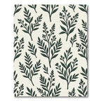Dark Green Botanical Branch Arrangement Rug