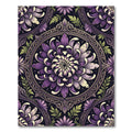 Elegant Purple Chrysanthemum Medallion Circular Art Rug