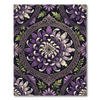 Elegant Purple Chrysanthemum Medallion Circular Art Rug