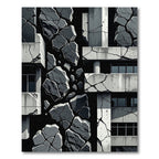 Monochromatic Cracked Building Debris Rug