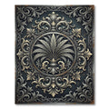 Ornate Charcoal Metallic Filigree Medallion Rug