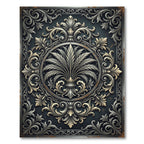 Ornate Charcoal Metallic Filigree Medallion Rug