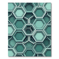 Modern Teal Geometric Hexagon Layered Art Rug