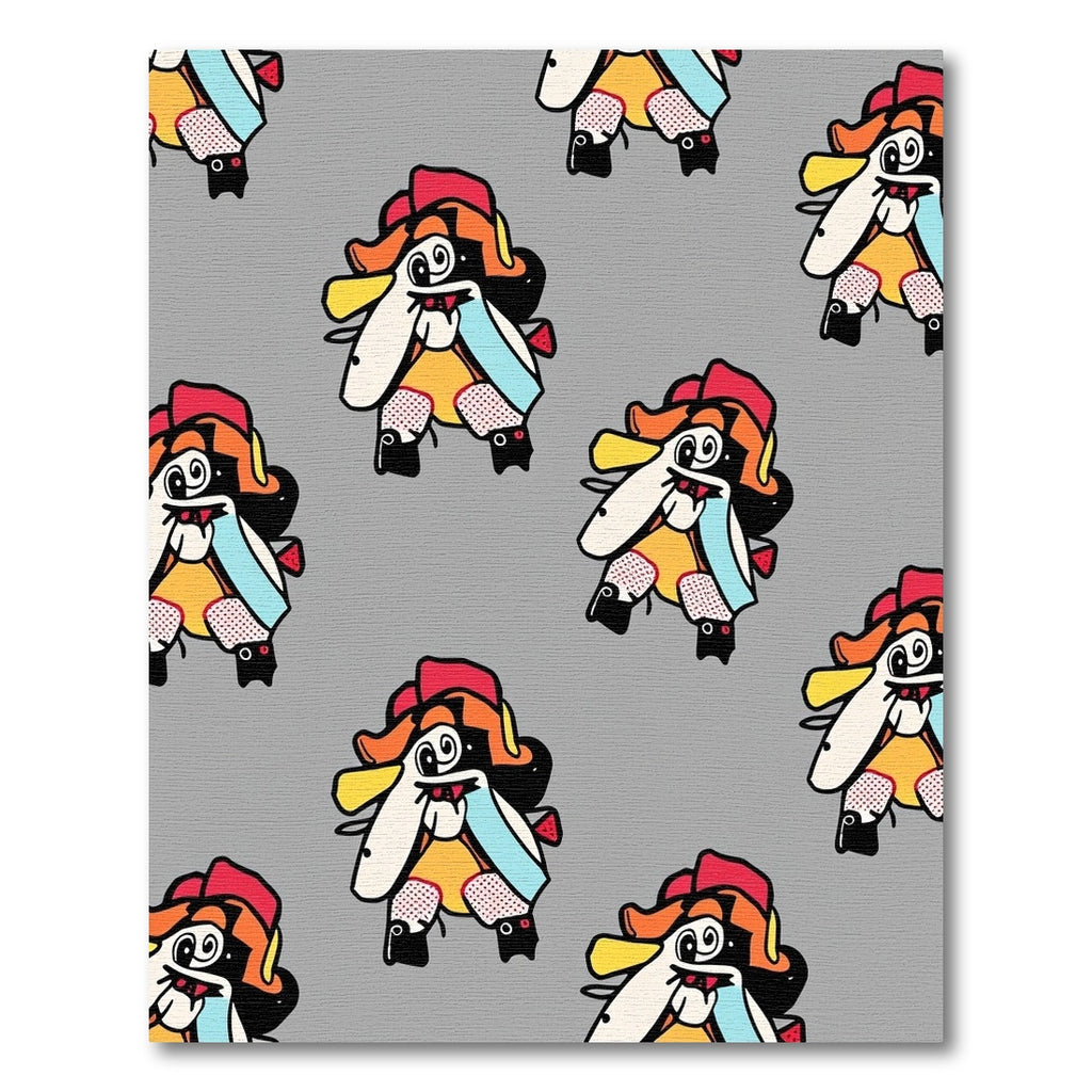 Playful Cartoon Creature Repeating Color Block Rug