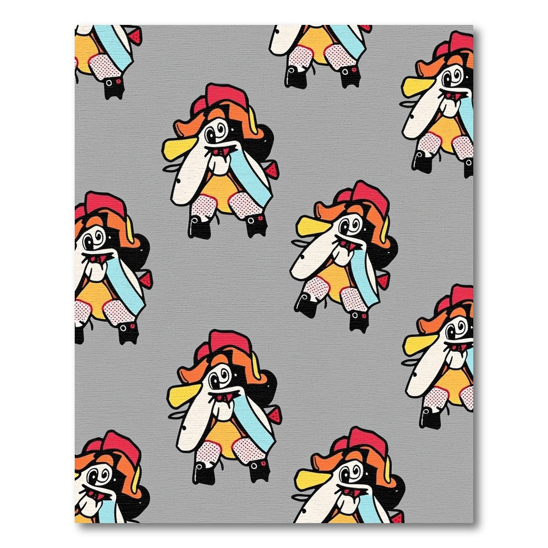 Playful Cartoon Creature Repeating Color Block Rug
