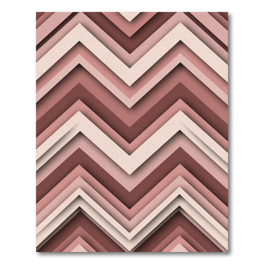 Blush and Terracotta Chevron Layered Rug