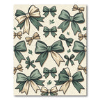 Elegant Sage and Cream Ribbon Bows Rug