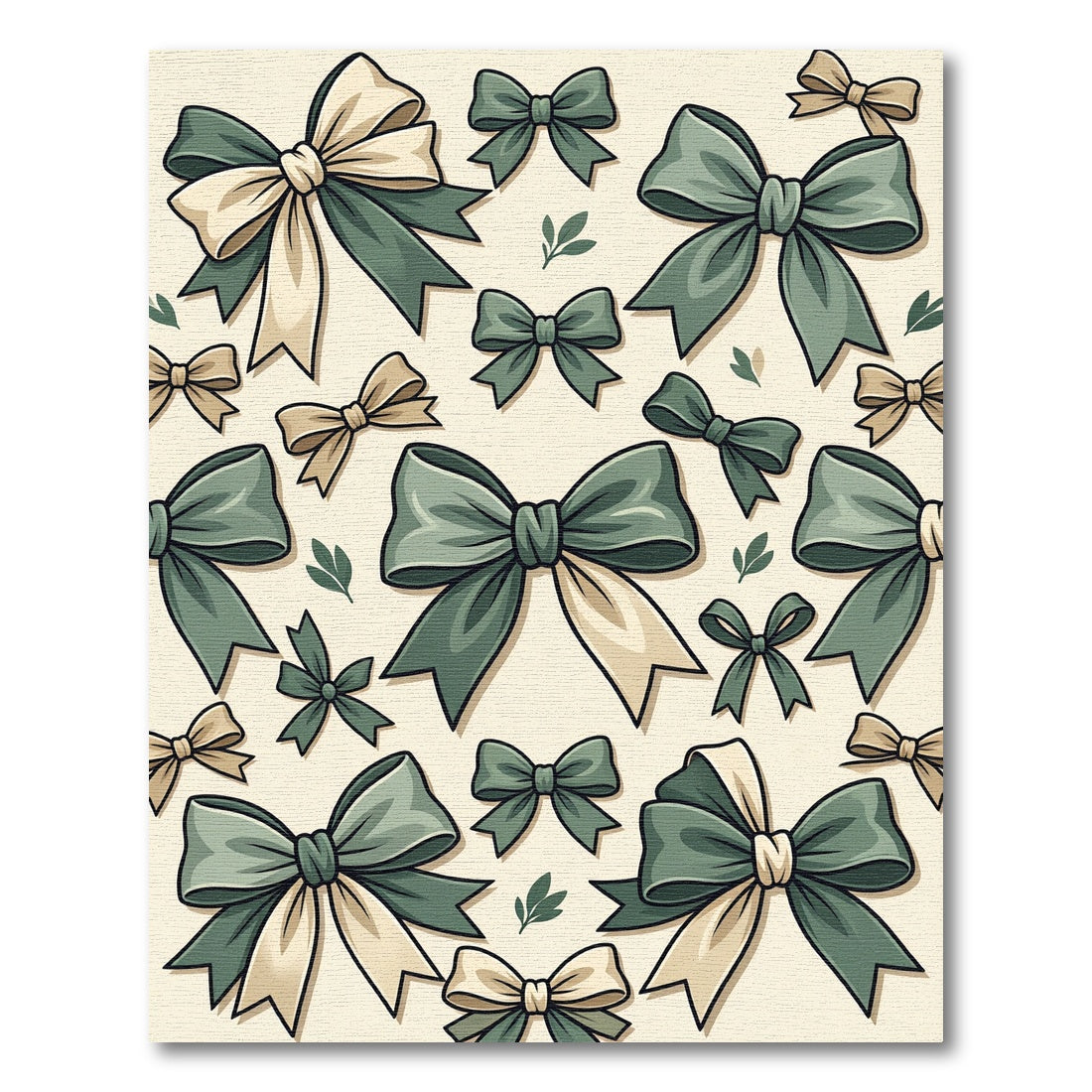 Elegant Sage and Cream Ribbon Bows Rug