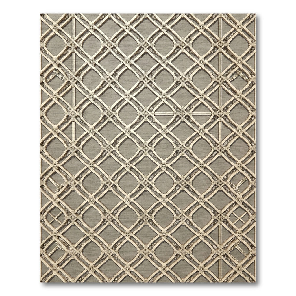 Elegant Champagne Ornate Trellis Lattice Rug