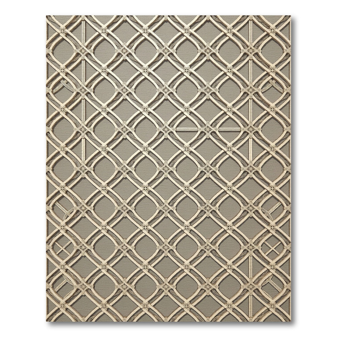 Elegant Champagne Ornate Trellis Lattice Rug